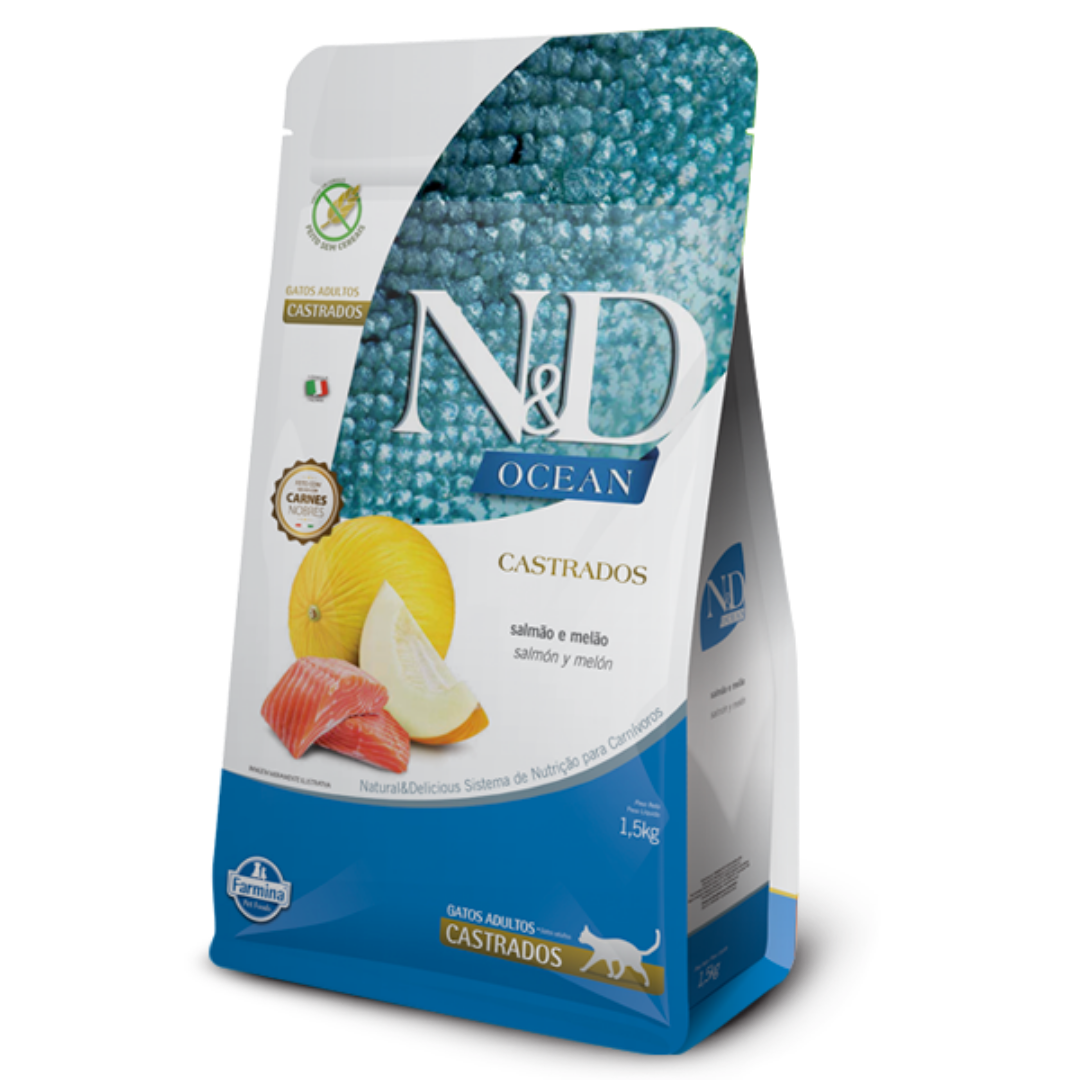 N&D GATO ADULTO CASTRADO SALMÓN MELÓN 1.5 KG